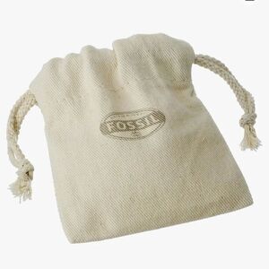 Fossil Canvas Tiny Jewelry Bag Pouch Collateral Material Beige Khaki Drawstring